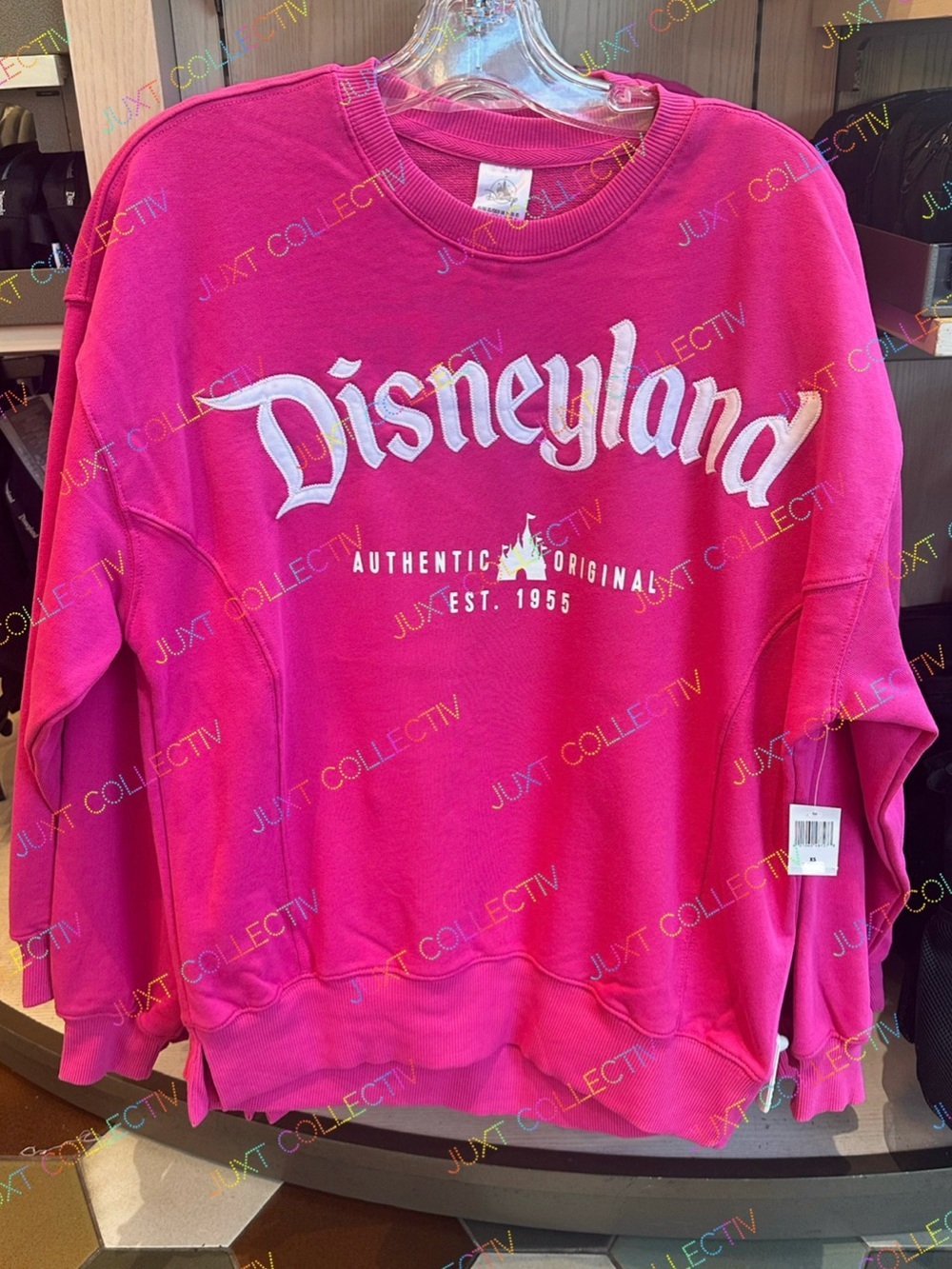 Disneyland Logo Authentic Original 1955 Castle  Pink Pullover Crewneck Sweater